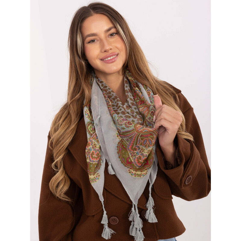 BASIC Sivo-béžová dámska šatka so strapcami AT-CH-ENEC-72.31P-light 18753666