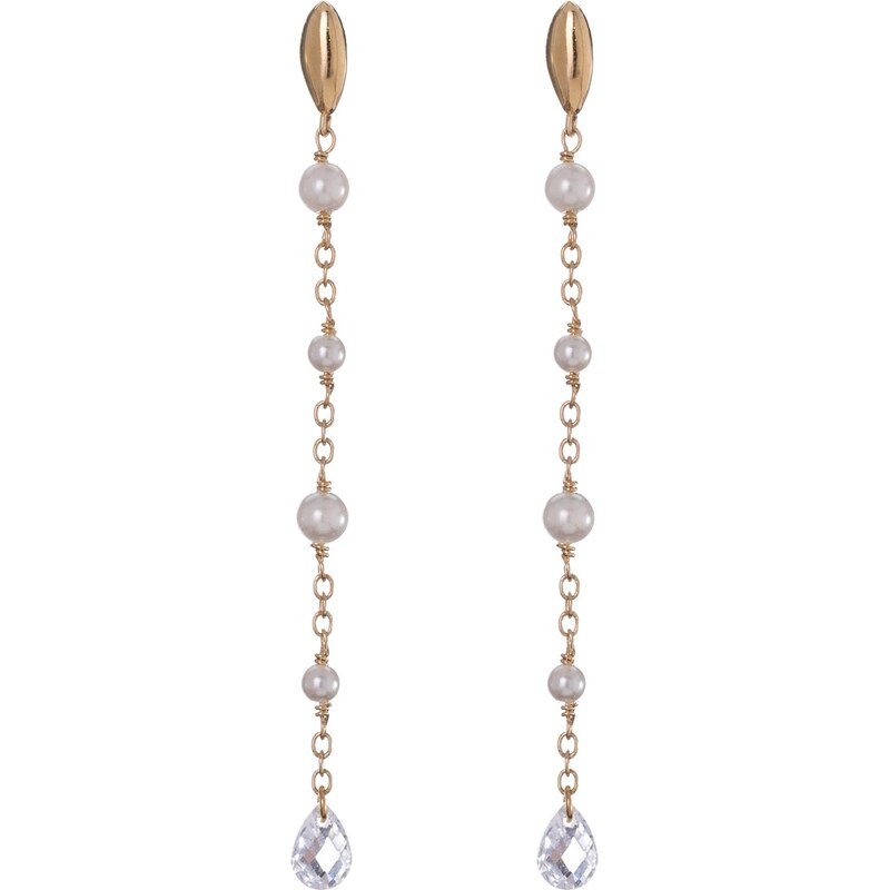 Alisia Dlhé pozlátené náušnice s umelými perlami a zirkónom AL4924.01 66590581