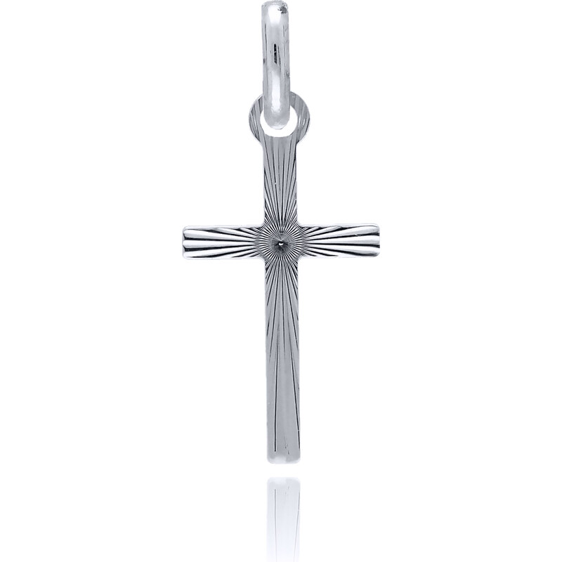 OLIVIE Prívesok z bieleho zlata KRÍŽ Au 585/1000 66795554