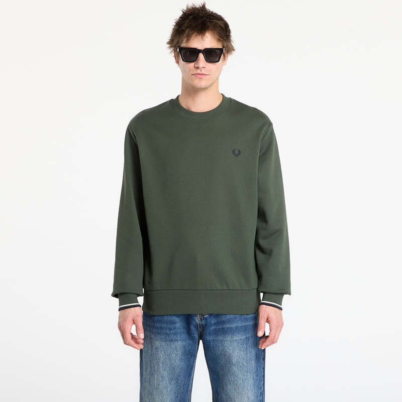 Mikina FRED PERRY Crew Neck Sweatshirt Court Green/ Snow White/ Navy M 66337986