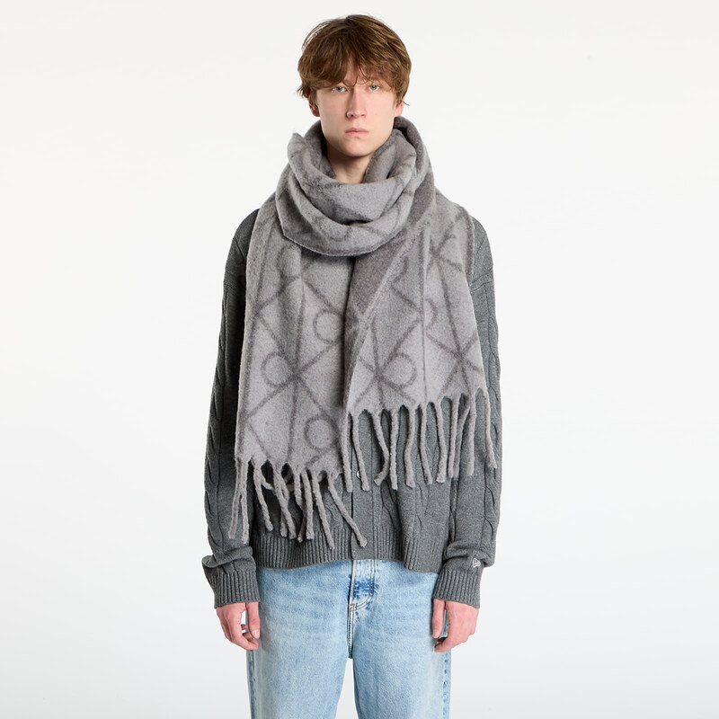 Šál Calvin Klein Emblem Aop Brushed Scarf Grey Universal 66338072