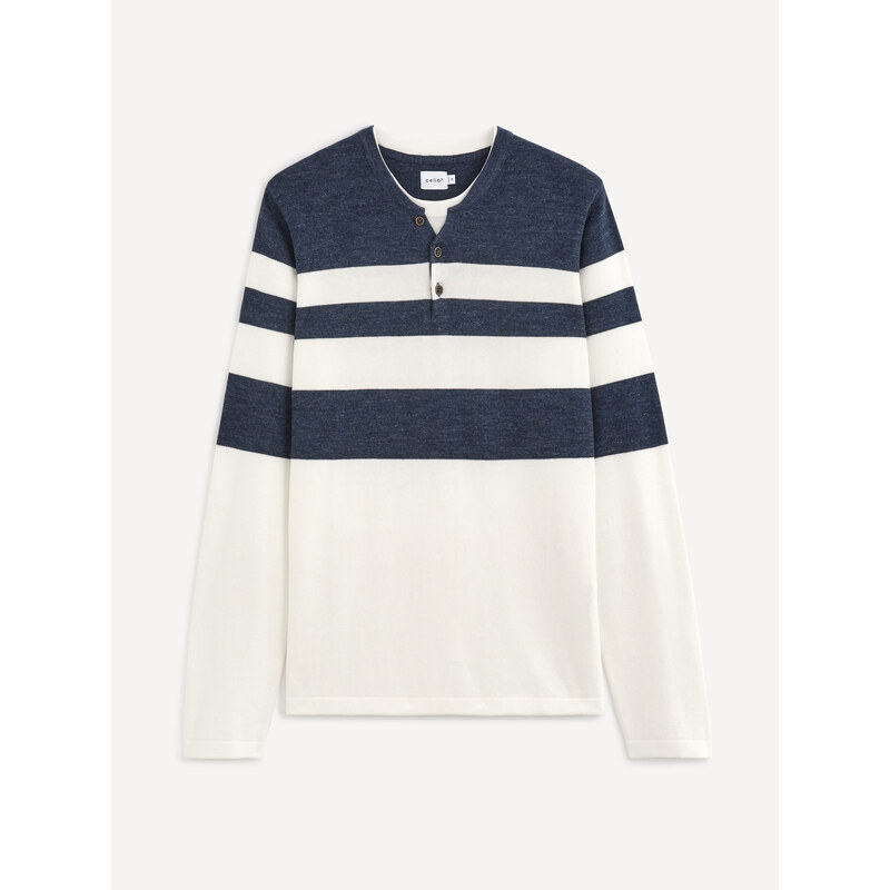 Bielo-modrý pánsky pruhovaný sveter Celio 50512164