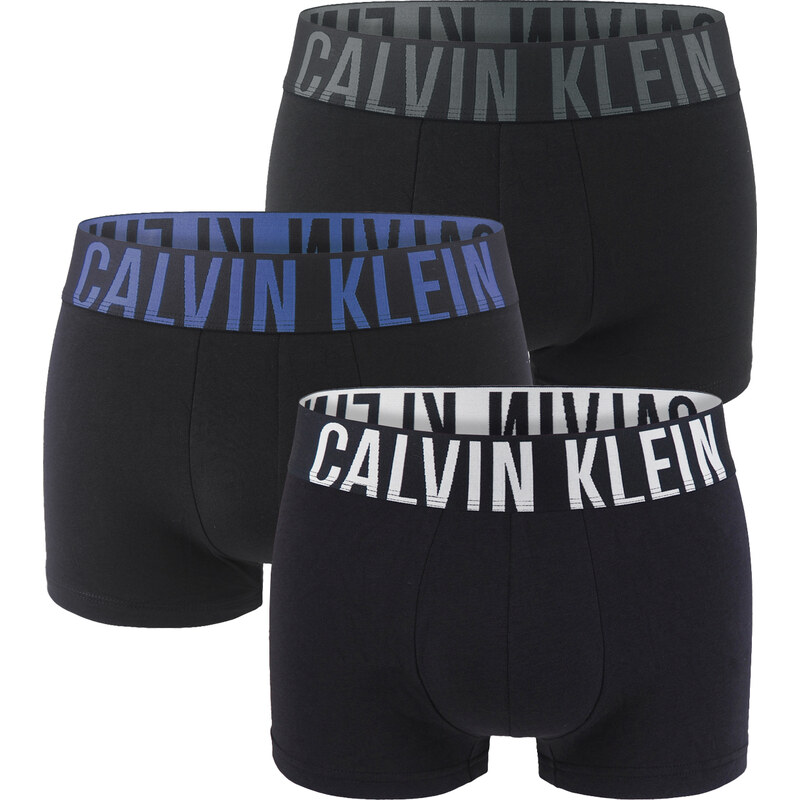 CALVIN KLEIN - boxerky 3PACK Intense power black / blue tone waist 66340393