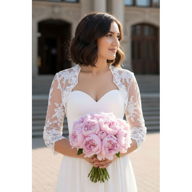 Glara Tylové bolerko s čipkou 61830192