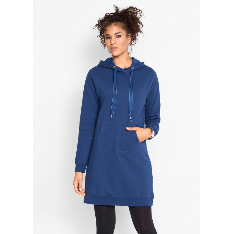 bonprix Mikinové šaty z čistej bavlny, farba modrá 19140498
