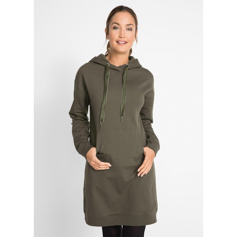 bonprix Mikinové šaty z čistej bavlny, farba zelená 44731608