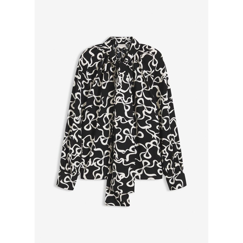 bonprix Blúzka s viazačkou, farba čierna 66341196