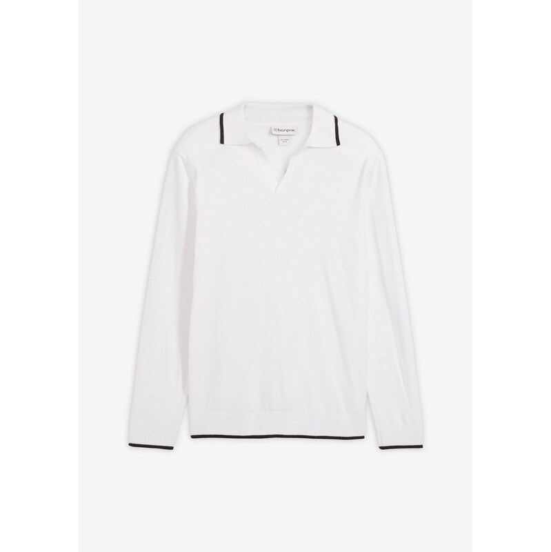 bonprix Jemne pletený pulóver s kontrastnými detailmi, farba biela 66341223