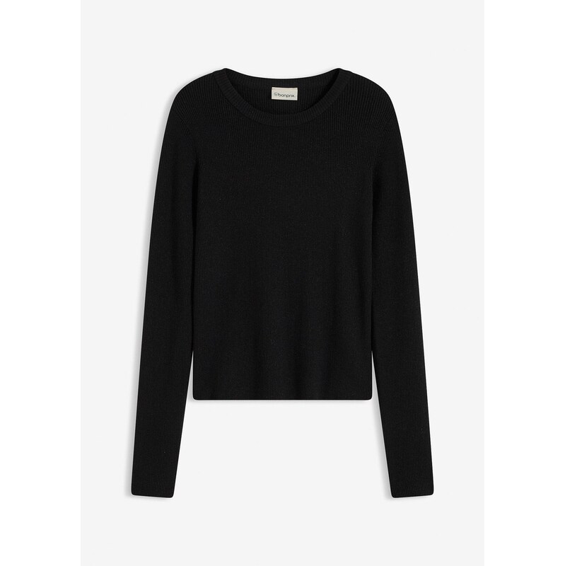 bonprix Jemne pletený pulóver z jemného viskózového mixu, farba čierna 66341211