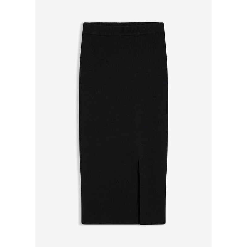 bonprix Jemne pletená sukňa z mäkkého viskózového mixu, farba čierna 66341212