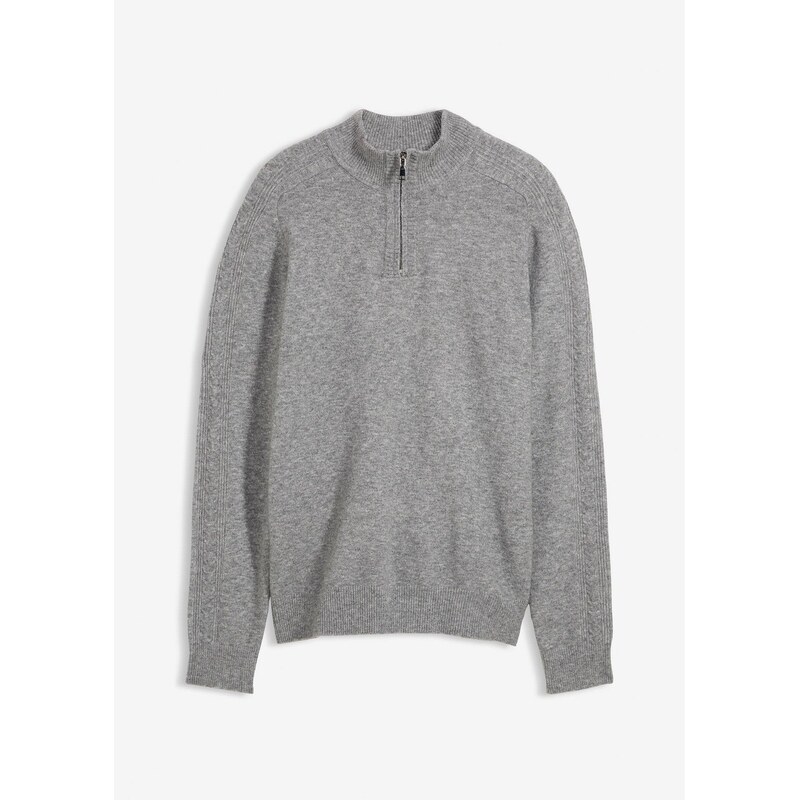 bonprix Jemne pletený pulóver s podielom vlny, farba šedá 66341222