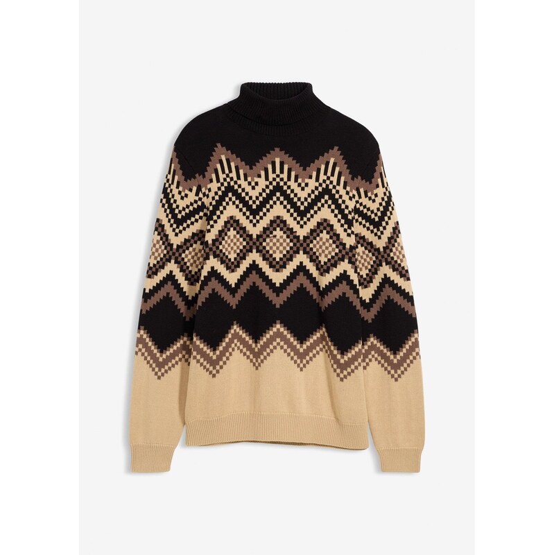 bonprix Rolák so vzorom Ikat, z mäkkého bavlneného mixu, farba hnedá 66341239