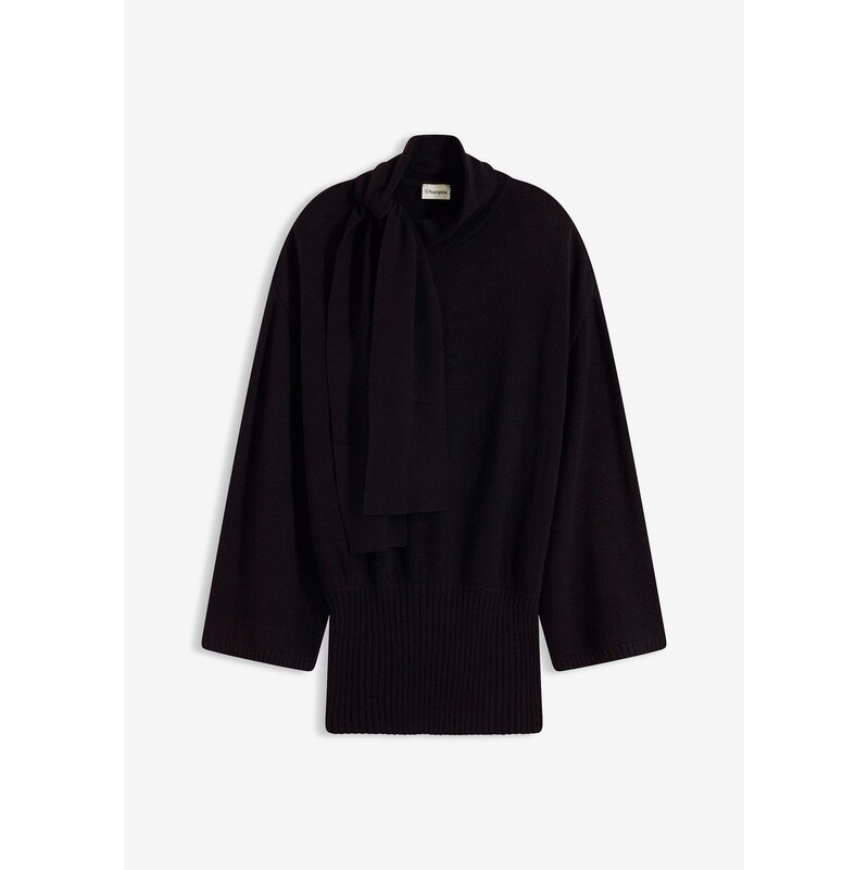 bonprix Oversize-pulóver z jemného viskózového mixu, farba čierna 66341272