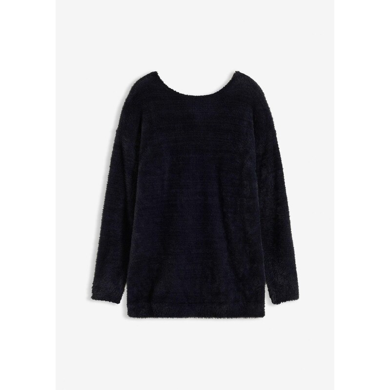 bonprix Dlhý pulóver z mäkkého pierkového vlákna, farba čierna 66341266