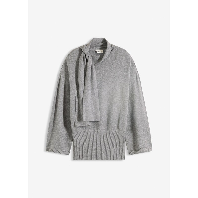 bonprix Oversize-pulóver z jemného viskózového mixu, farba šedá 66341271