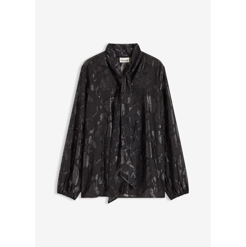 bonprix Voľná blúzka s výšivkou, farba čierna 66341297