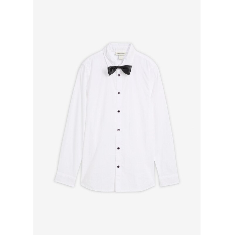 bonprix Košeľa a motýlik (2-dielna sada), farba biela 66341304