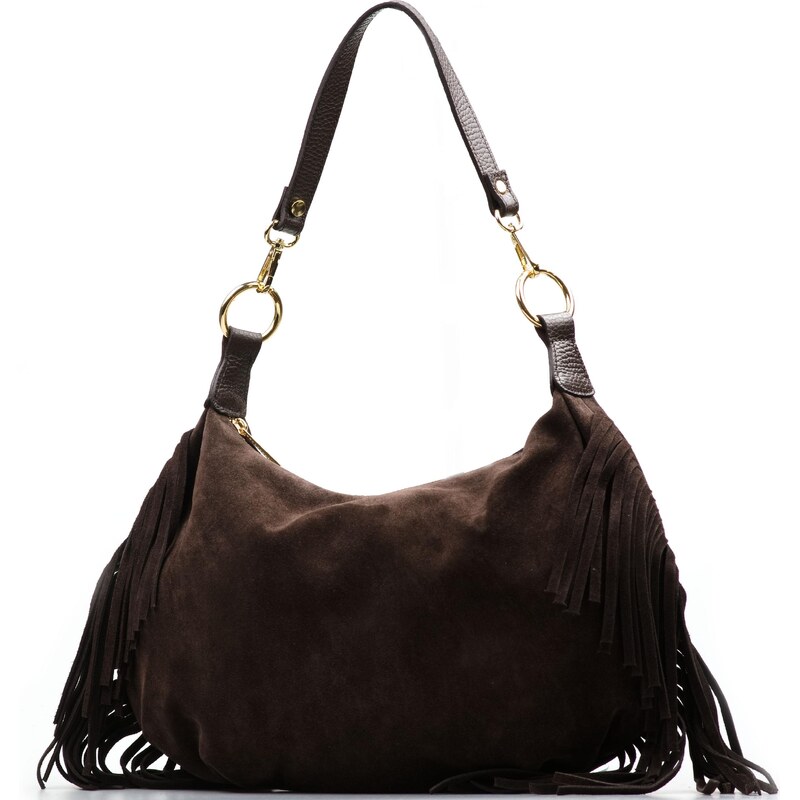 Blaire Kožená kabelka so strapcami Patricia tmavo hnedá 66341478