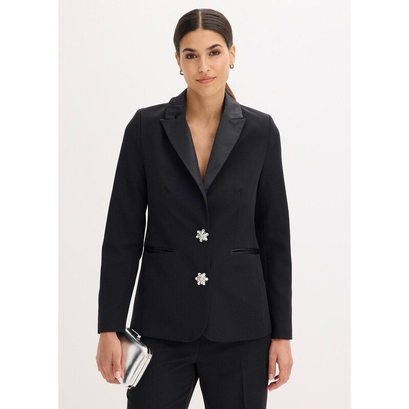 bonprix Blejzer s ozdobnými gombičkami, farba čierna 66341200