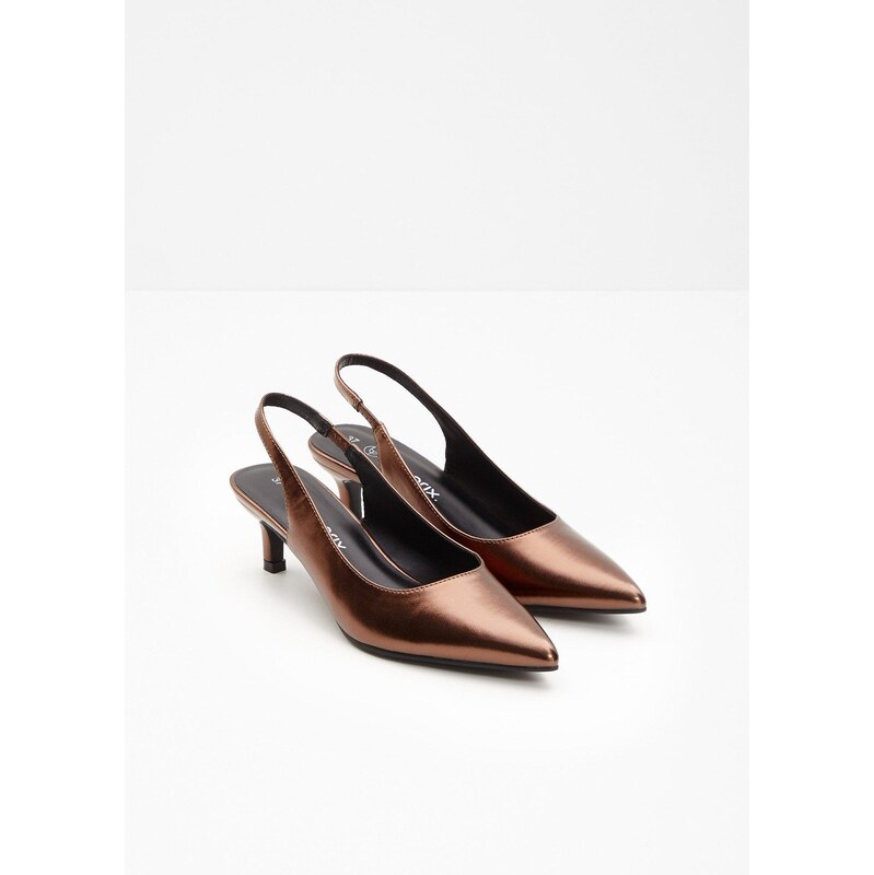 bonprix Lodičky Sling s tenkým podpätkom, farba hnedá 66341322