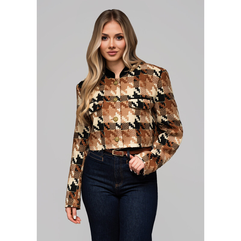 Edoti Womens short stand-up jacket with wool OW-BLZB-0103 v1 66347171