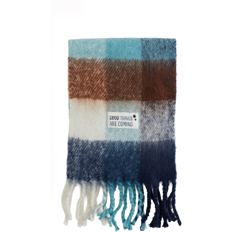 WE Fashion Šál modrá denim / svetlomodrá / tmavomodrá / hnedá 66345971