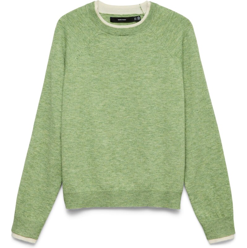 VERO MODA Sveter VMWONDERFUL svetlozelená / prírodná biela 66345977