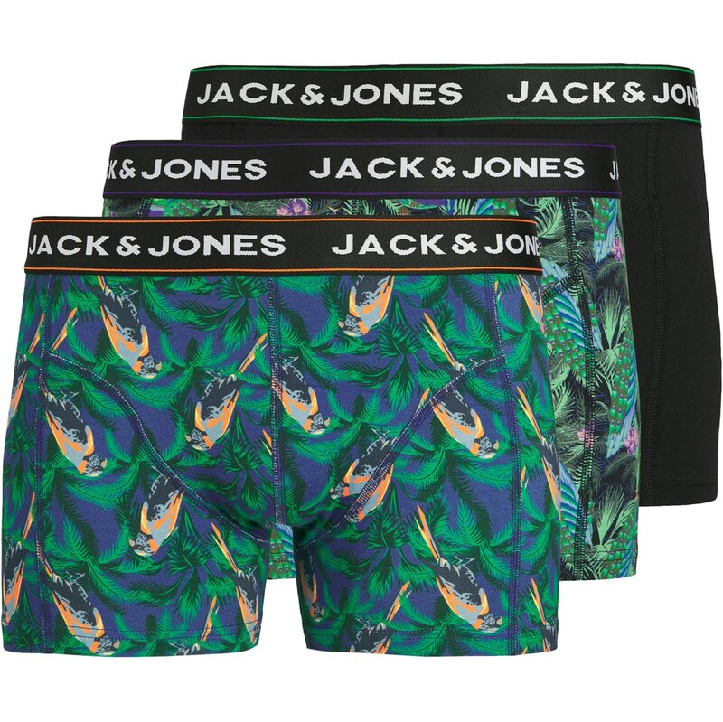 JACK & JONES Boxerky JACTROPICAL BIRD tmavomodrá / zelená / čierna / 66346093