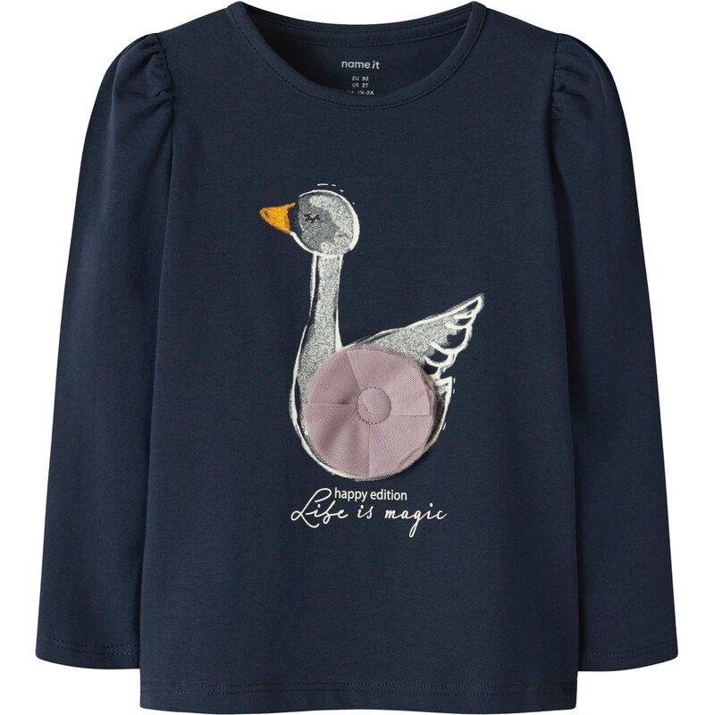 NAME IT Tričko NMFSWANA námornícka modrá / svetlofialová / biela 66346318