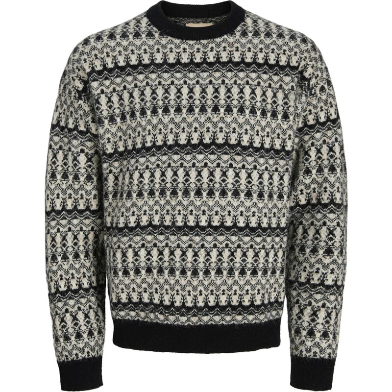 Jack & Jones Premium Sveter JPRBLUMAX FAIRISLE sivá / čierna 66346320