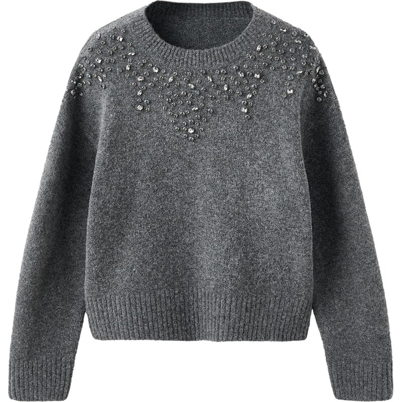MANGO Sveter Estrella sivá melírovaná 66346337