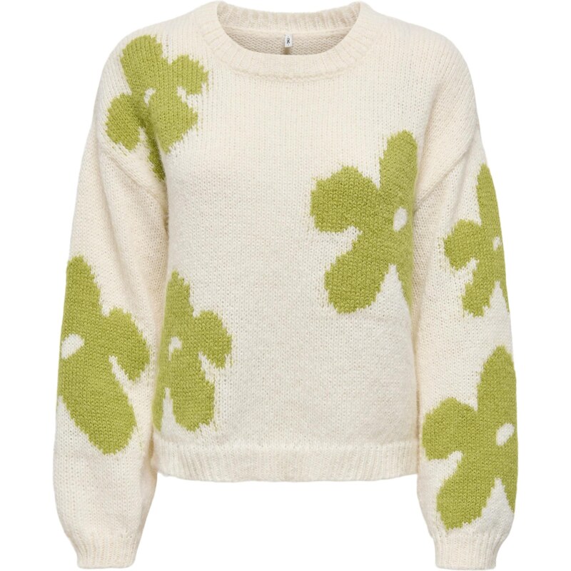 ONLY Sveter ONLBootle zelená / biela 66346504