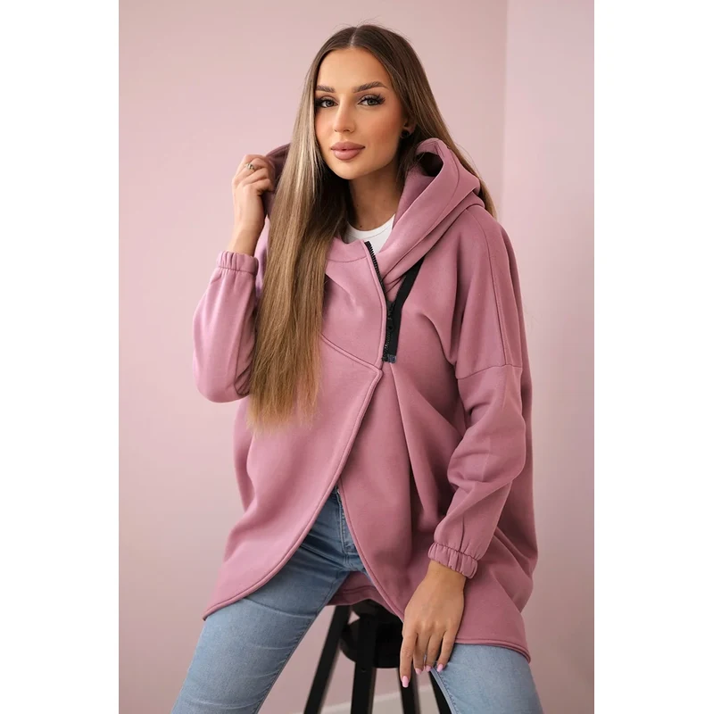 Kesi Sweatshirt with short zip dark pink 66345386