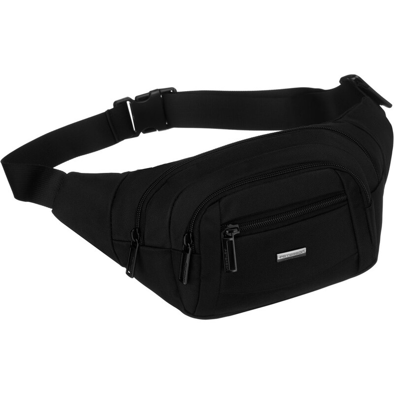 Peterson Čierna pánska crossbody taška/ľadvinka s viacerými vreckami 66344716