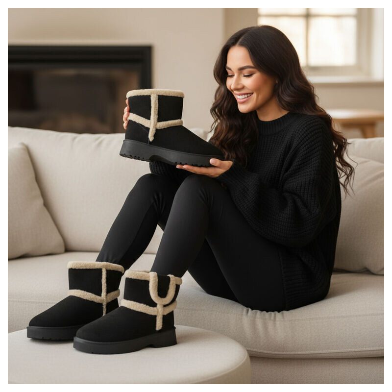 JOHN-C Dámske čierne členkové topánky MARTINA s kožušinkou 66347619