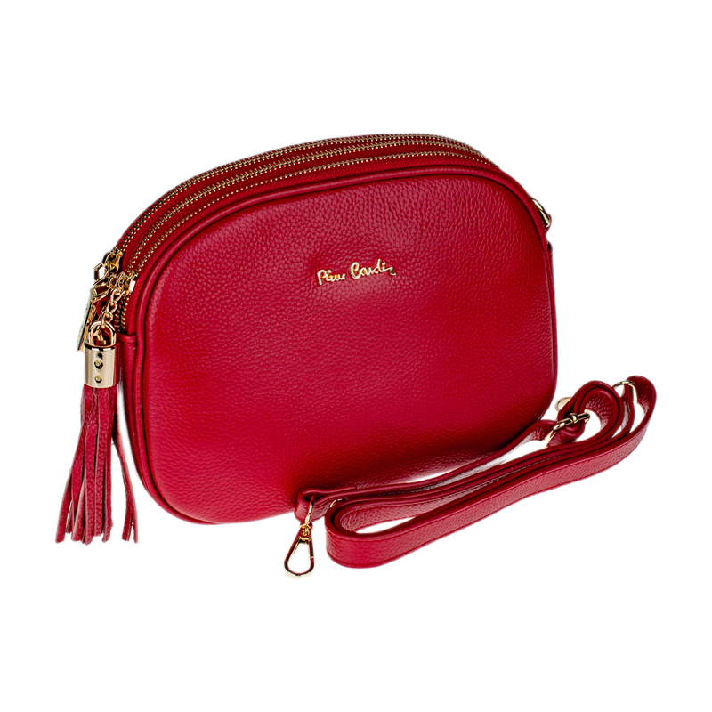 Červená kožená talianska crossbody kabelka Pierre Cardin 4500 Rubino 66353869