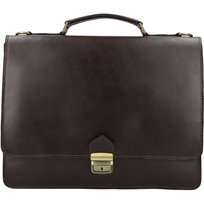 Pánska kožená aktovka tmavo hnedá - Delami Vera Pelle Stefo hnedá 66436776