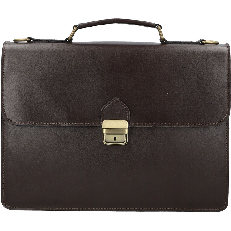 Pánska kožená aktovka tmavo hnedá - Delami Vera Pelle Lynton hnedá 66436777