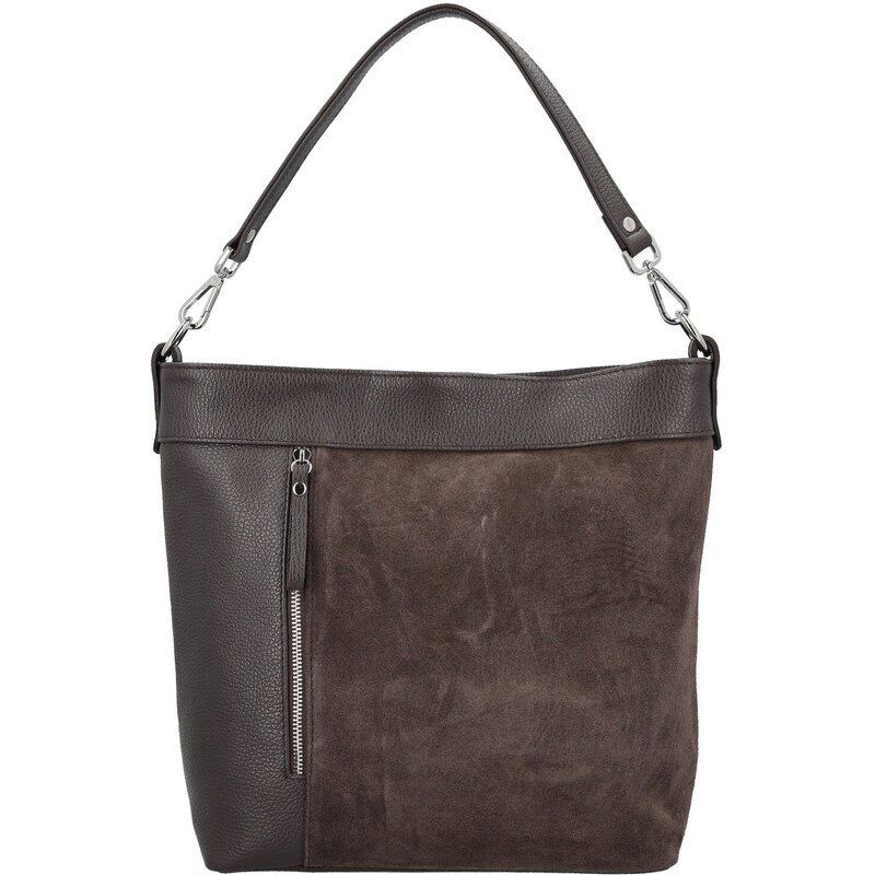 Dámska kožená kabelka do ruky tmavo hnedá - Delami Vera Pelle Aneli 66403310