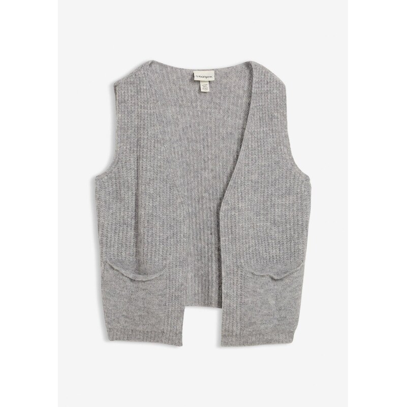 bonprix Hrubo pletená vesta s alpaka vlnou, farba šedá 66353861