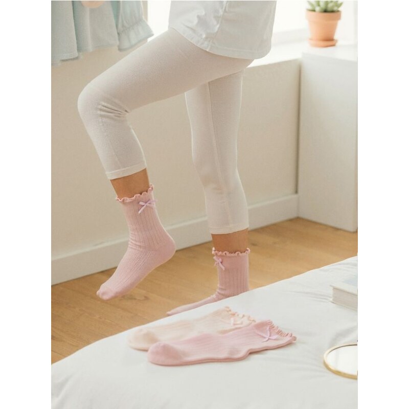 Sinsay - Rebrované ponožky s ozdobnou mašľou 3 balenie - ružová 66363594