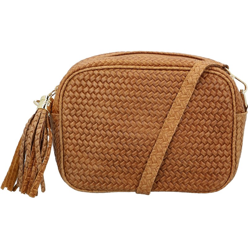 Dámska kožená crossbody kabelka koňaková - Delami Vera Pelle Teresia 66403307