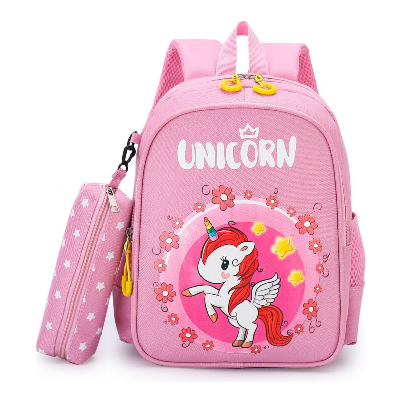 Lifestyle Detský batôžtek s Jednorožcom s vreckom Ružový 6L 65226285