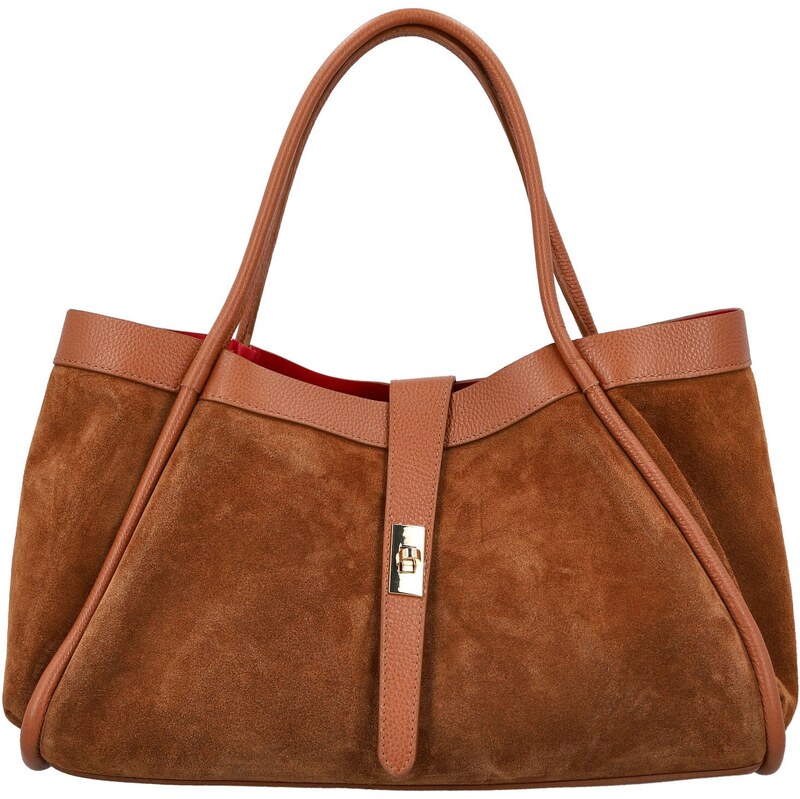 Dámska kožená kabelka na rameno koňaková - Delami Vera Pelle Haylee 66403327