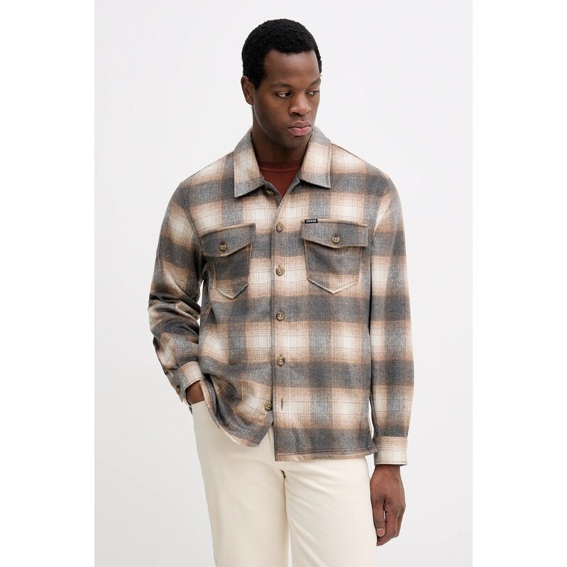 Košeľa s prímesou vlny Guess 66363306