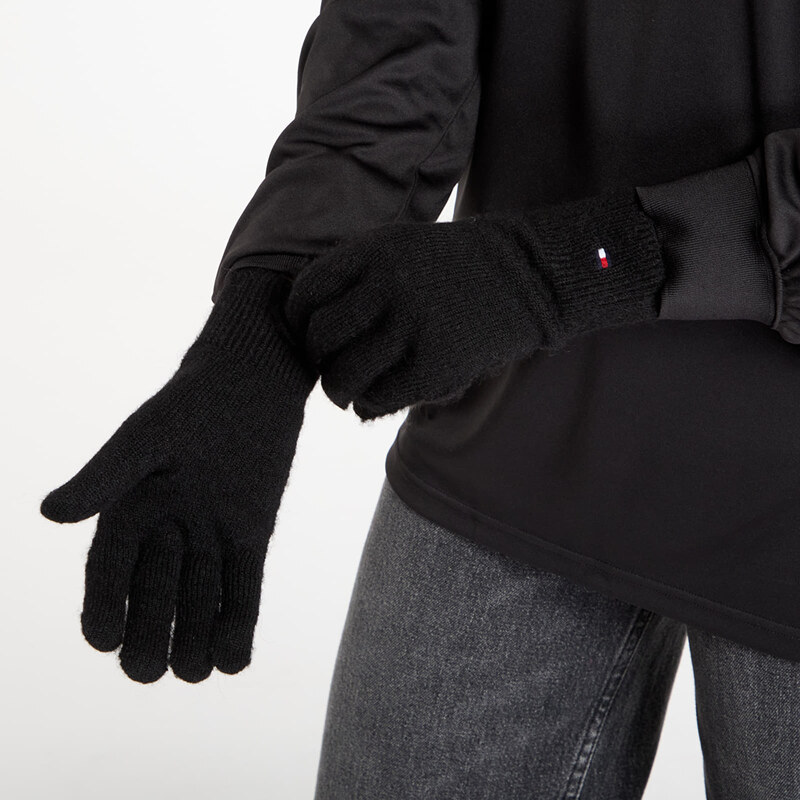 Rukavice Tommy Hilfiger Flag Fluffy Knit Gloves Black Universal 66363568