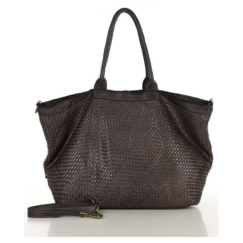 MARCO MAZZINI Kožená shopper taška z prírodnej tkanej kože | 66364407