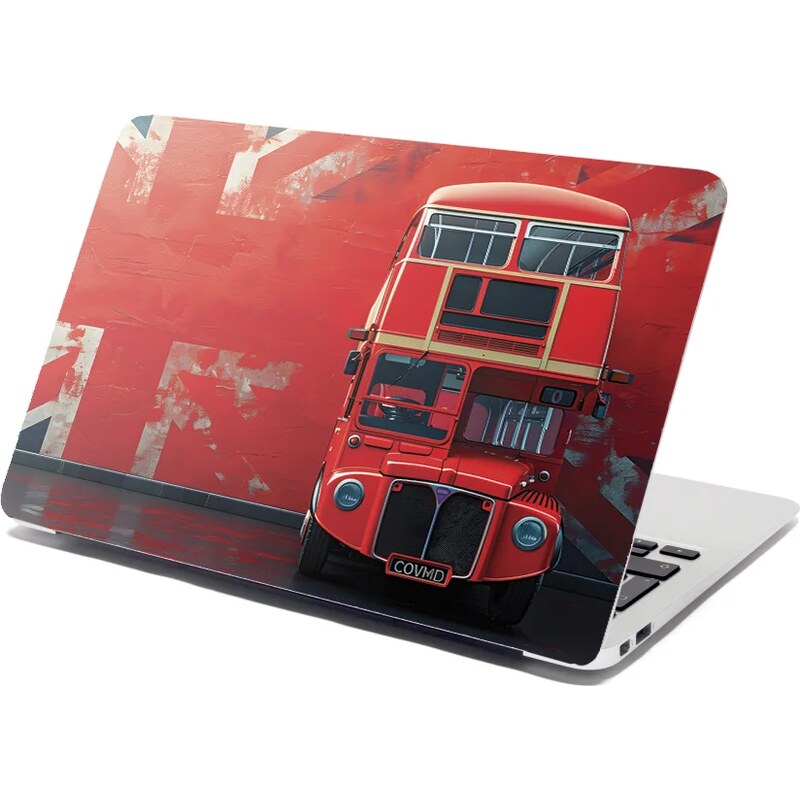 Sablio Samolepka na notebook Červený poschodový autobus Vlajka 65112483