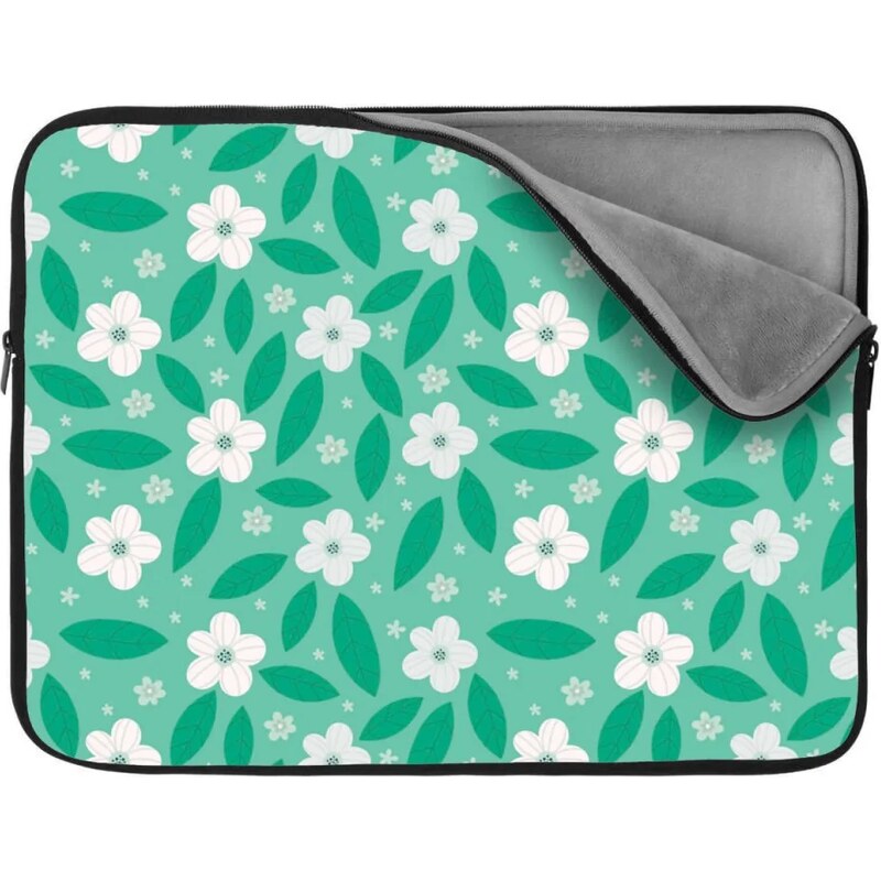 Sablio Obal na notebook Biele kvety s lístkami 65427036