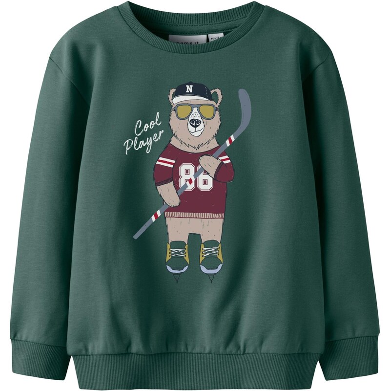 NAME IT Mikina NMMSaxo tmavošedá / jedľová / vínovo červená 66372278